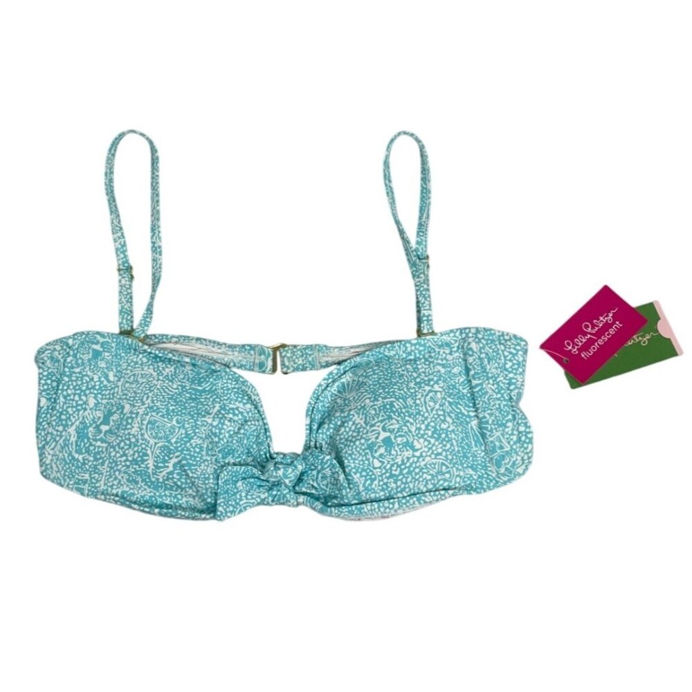 Lilly Pulitzer Fluorescent Printed Bikini Top With Adjustable Straps Sz L - New